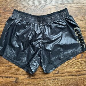 Nike Shiny Black Running/Gym Shorts with Gold Logo Medium
